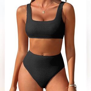 ANRABESS  Bikini Set High Waisted Ribbed Tummy Control NWT